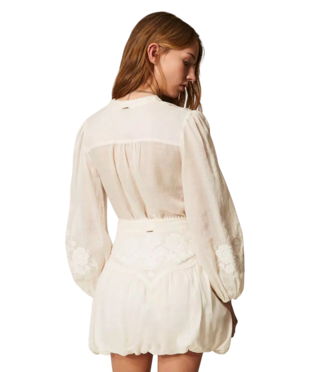 Blouse Femme en Ramié avec Broderie Twinset