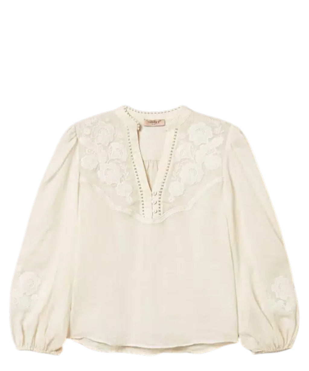 Blouse Femme en Ramié avec Broderie Twinset