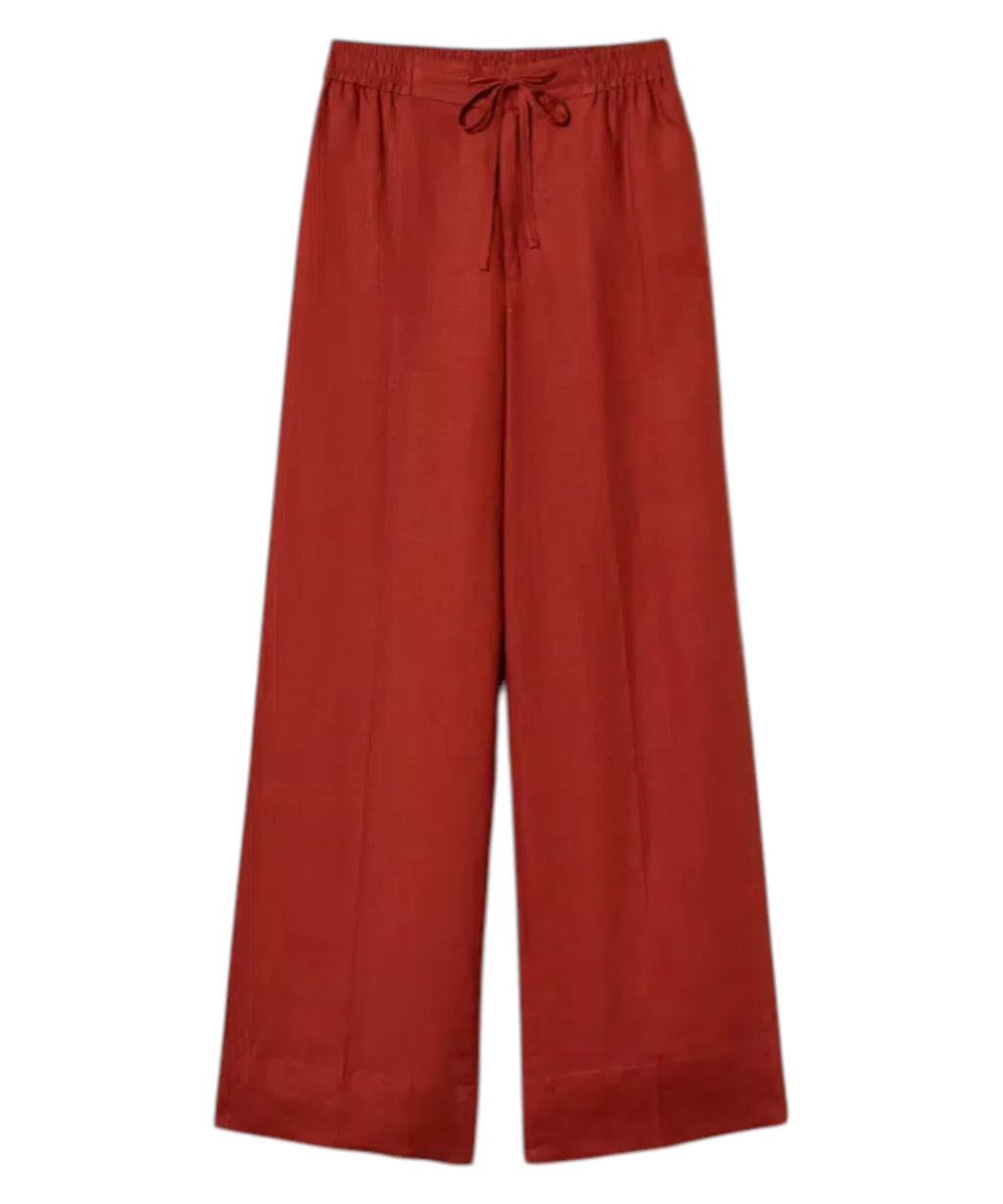 Pantalon en lin avec logo brodé Twinset