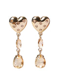 Orecchini a Cuore con Pendenti Strass per Donna