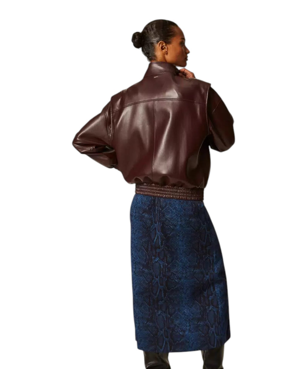Bomber Twinset Donna Effetto Pelle con Tasche