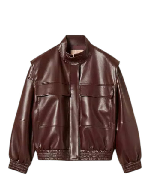 Bomber Twinset Donna Effetto Pelle con Tasche
