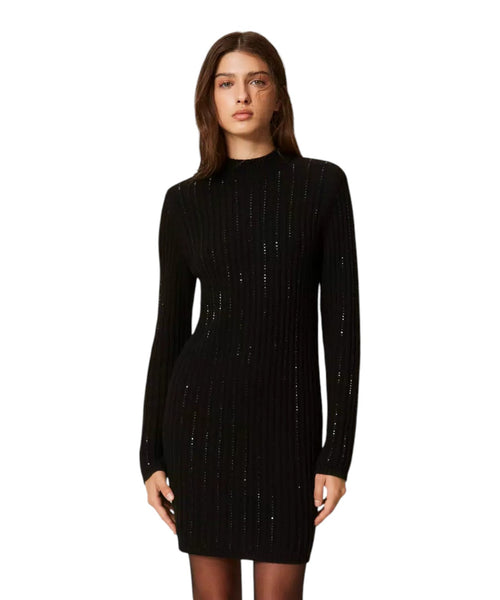 Abito Corto Donna in Maglia Misto Lana e Cashmere