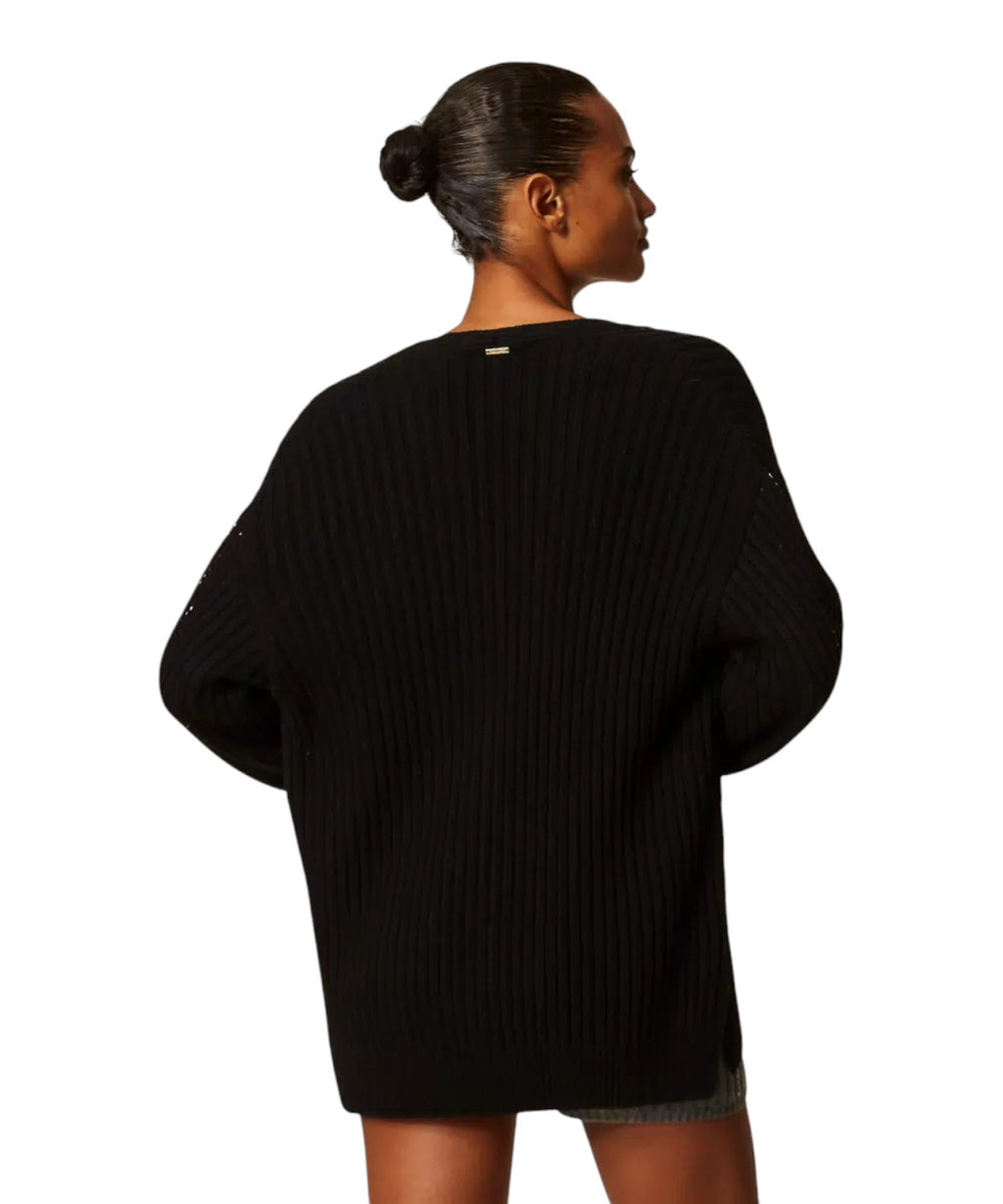 Cardigan femme en mélange de laine avec strass