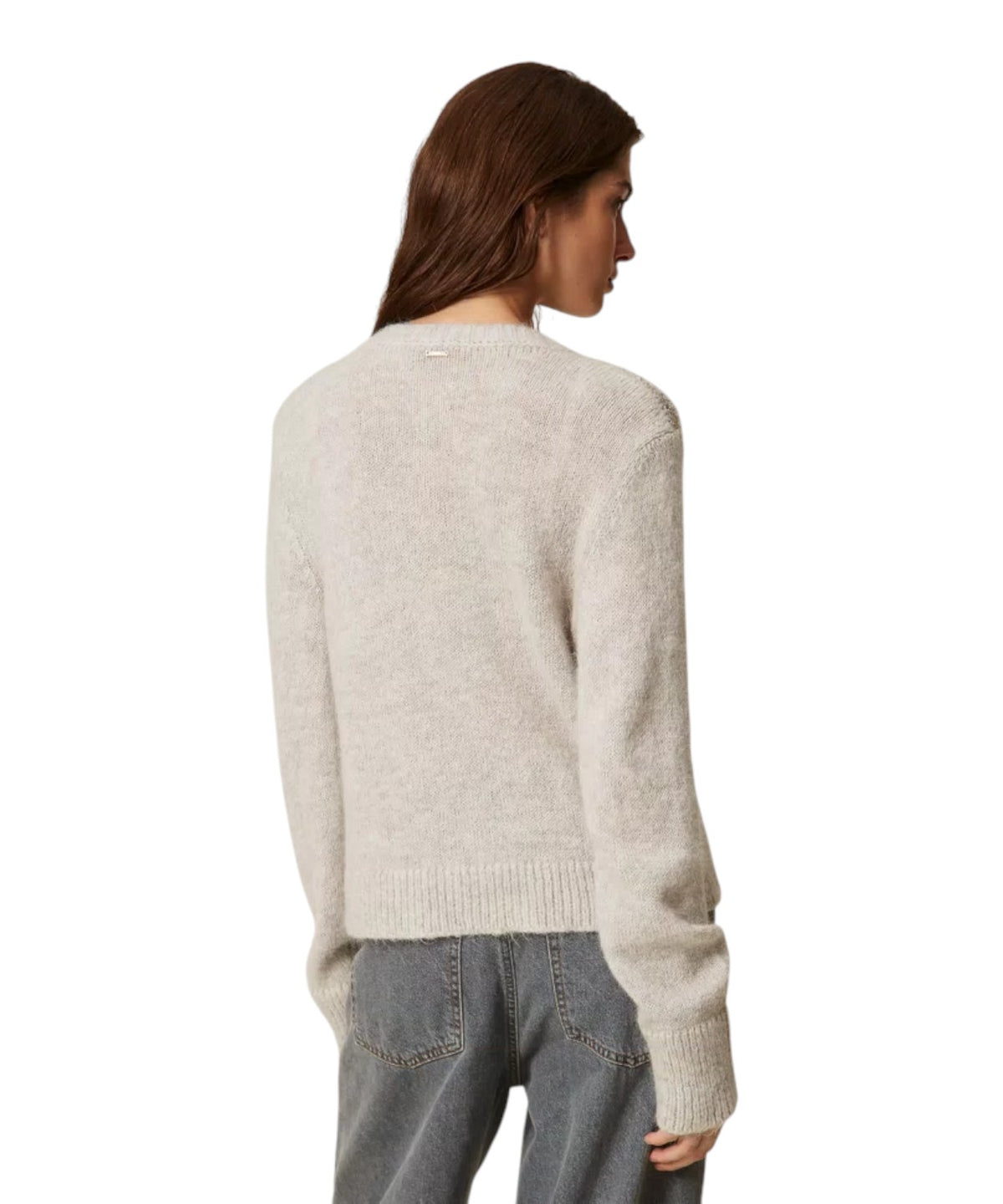 Cardigan pour femme en jacquard à losanges avec paillettes, mélange d’alpaga