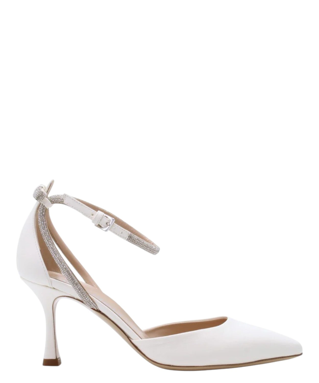 Escarpins en Morbida Nappa avec bride et strass