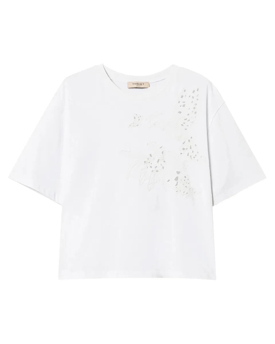 T-shirt bianca con ricamo-T-shirt-Twinset-Vittorio Citro Boutique