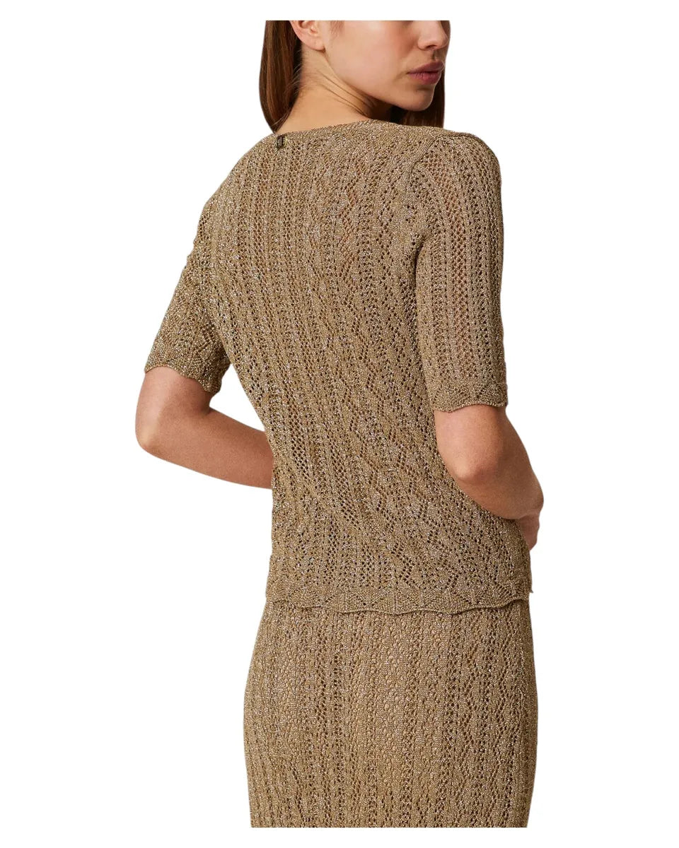 Maglia in lurex con lavorazione geometrica-Twinset-Maglieria-Vittorio Citro Boutique