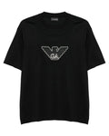 T-shirt Emporio Armani Nera con Logo Ricamato-Emporio Armani-T-shirt-Vittorio Citro Boutique