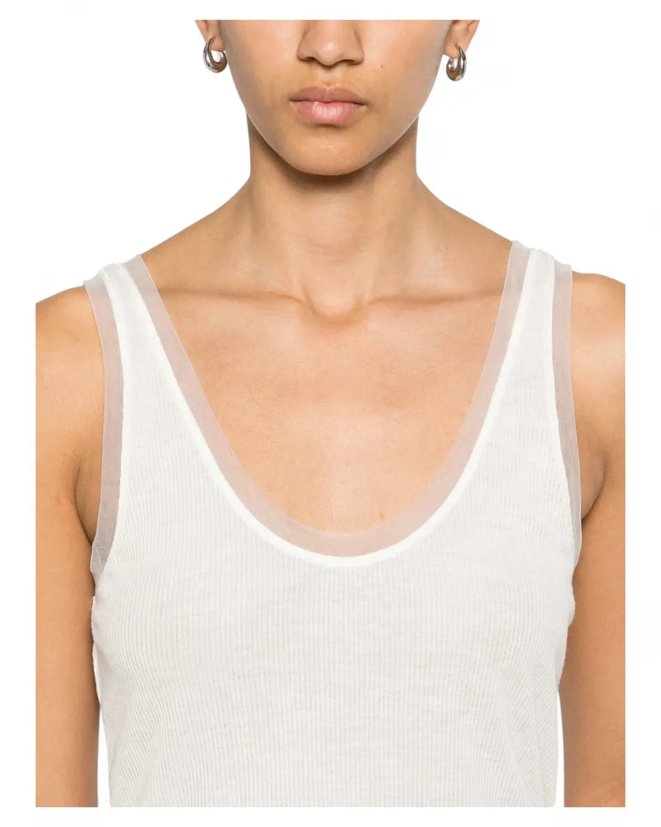 Canotta Clark a Coste con Bordi a Contrasto-Pinko-Top-Vittorio Citro Boutique