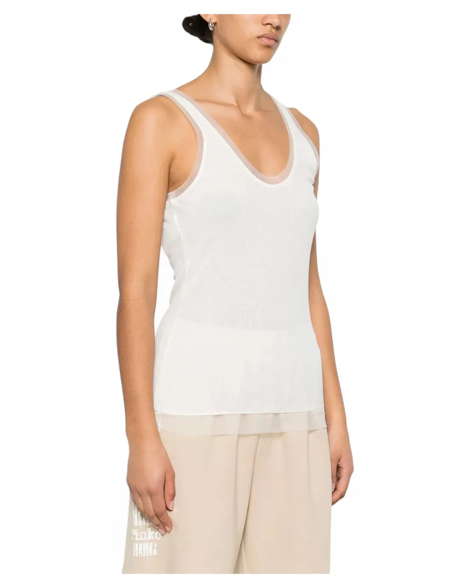 Canotta Clark a Coste con Bordi a Contrasto-Pinko-Top-Vittorio Citro Boutique