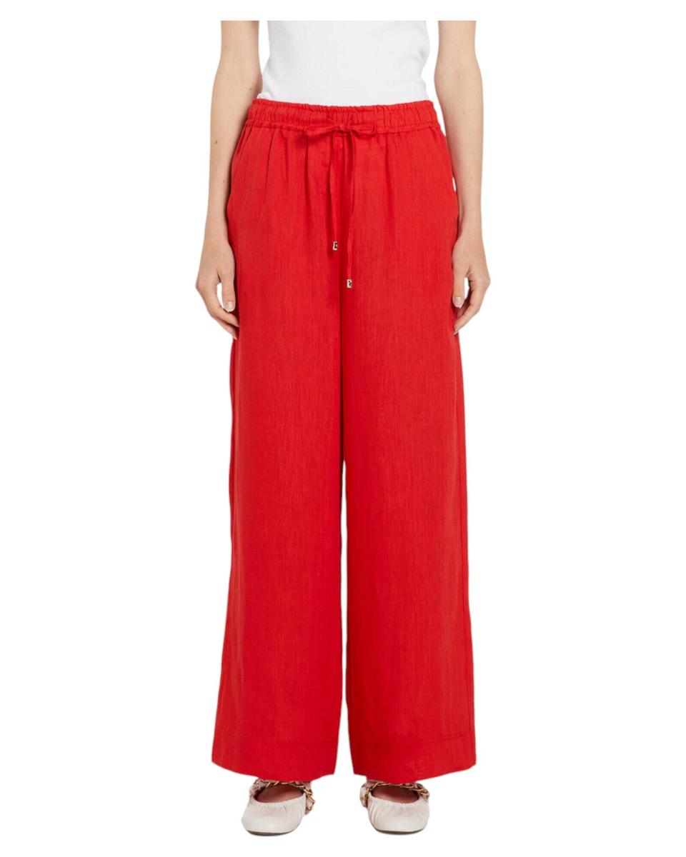 Pantaloni in Lino a Gamba Larga con Coulisse-Marella-Pantaloni-Vittorio Citro Boutique