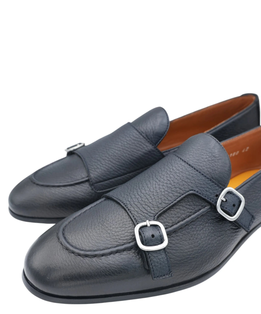 Mocassin homme Doucal’s à double boucle en cuir bleu