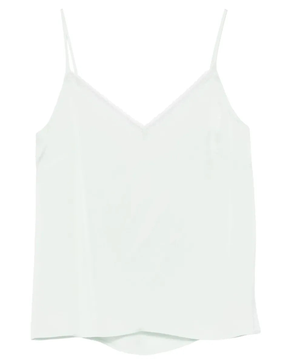 Top in raso opaco Water Green con inserti in pizzo Valenciennes-Twinset-Top-Vittorio Citro Boutique