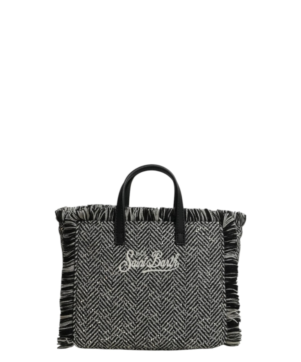 Mini-sac Vanity en laine chevron ornée de strass