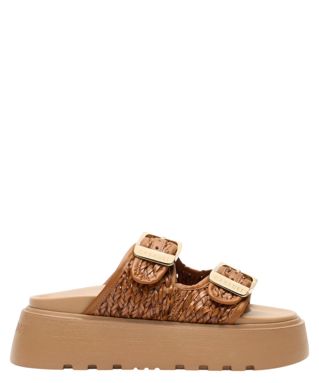 Suncity Birky Slide Femme Tressé en Havane