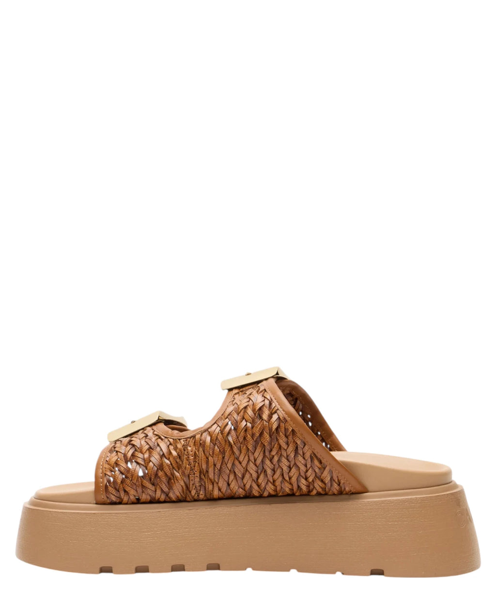 Suncity Birky Slide Femme Tressé en Havane