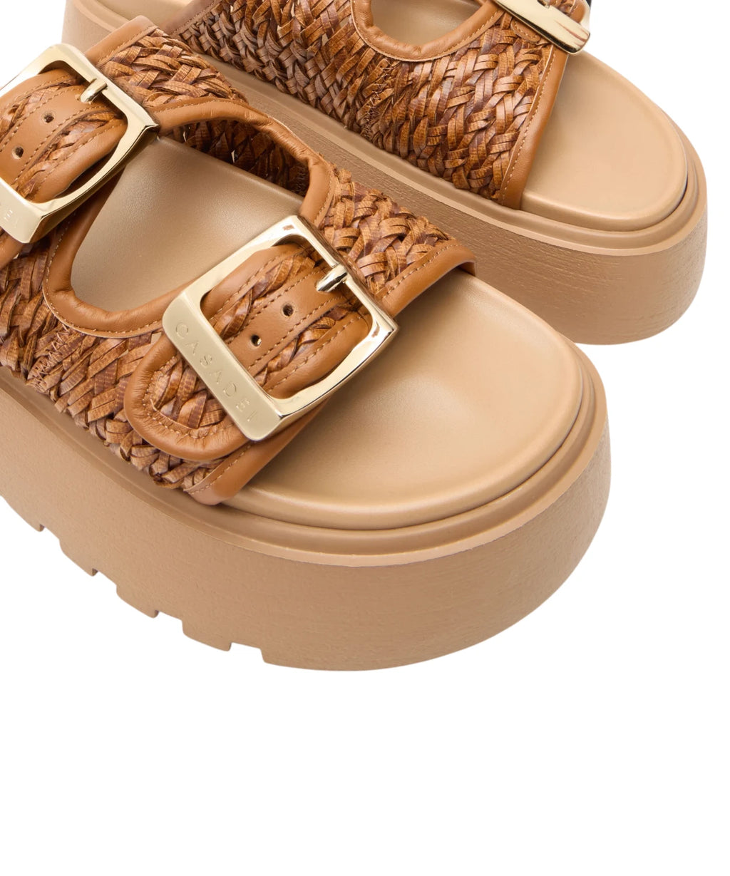 Suncity Birky Slide Femme Tressé en Havane