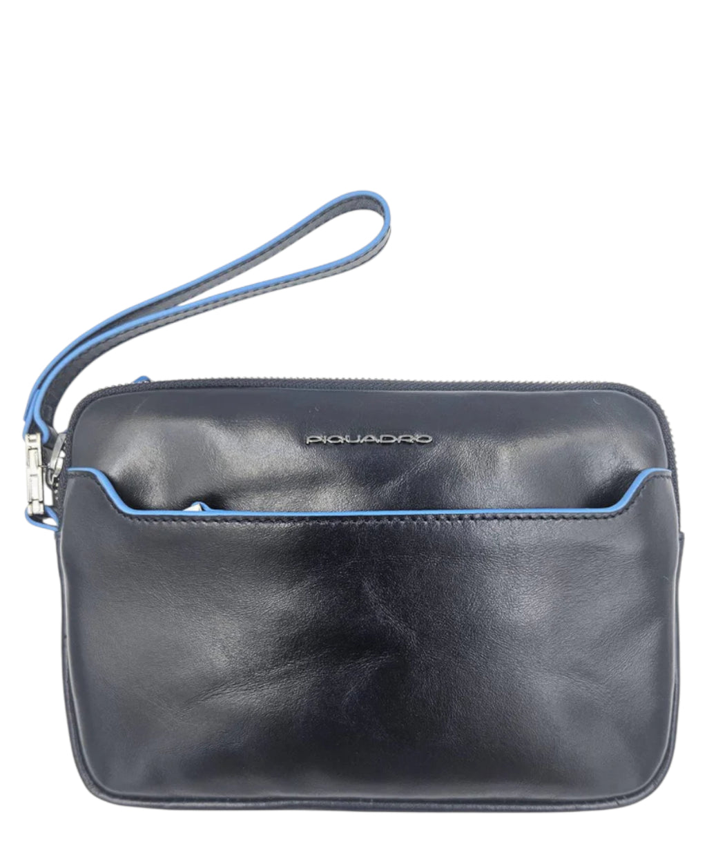 Piquadro Pochette Blue Square en cuir