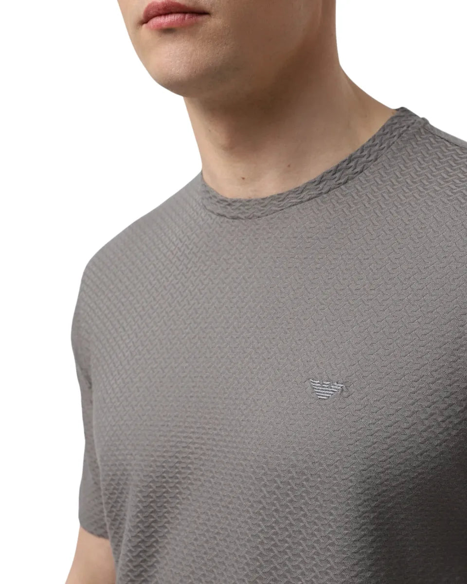 T-shirt in Jersey Jacquard 3D ASV con Motivo a Rilievo e Micro Aquila-T-shirt-Emporio Armani-Vittorio Citro Boutique