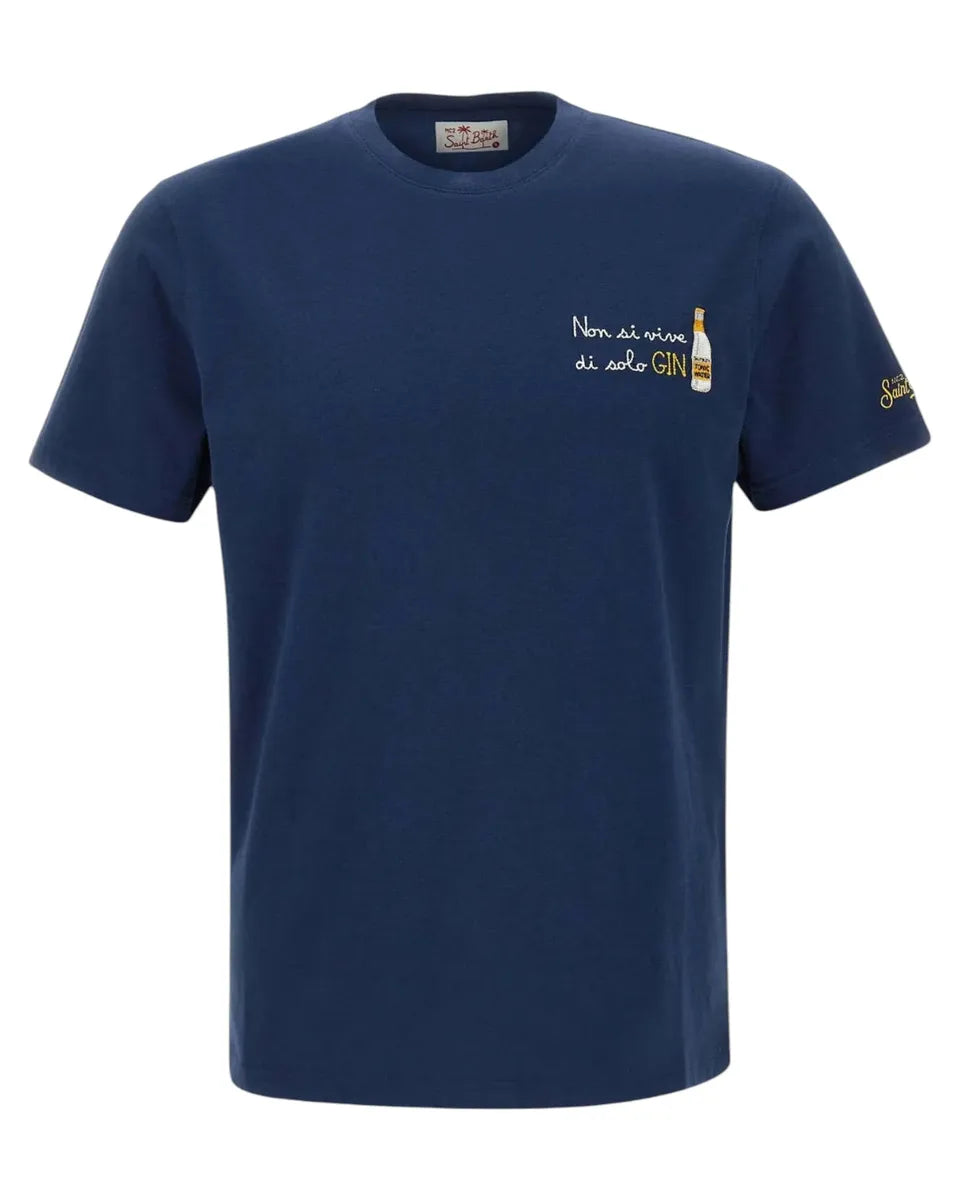 T-shirt uomo Portofino navy "Non solo Gin" con logo ricamato-Mc2 Saint Barth-T-shirt-Vittorio Citro Boutique