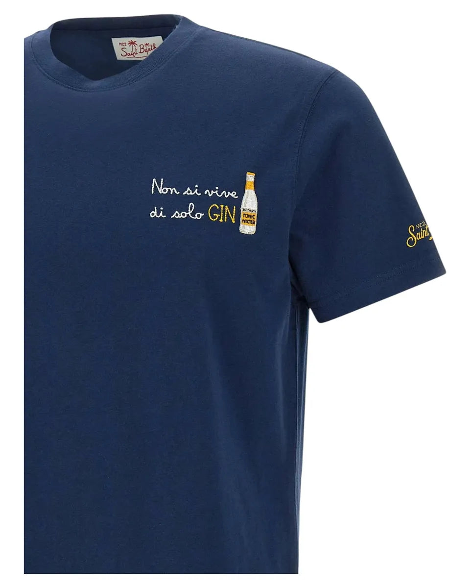 T-shirt uomo Portofino navy "Non solo Gin" con logo ricamato-Mc2 Saint Barth-T-shirt-Vittorio Citro Boutique