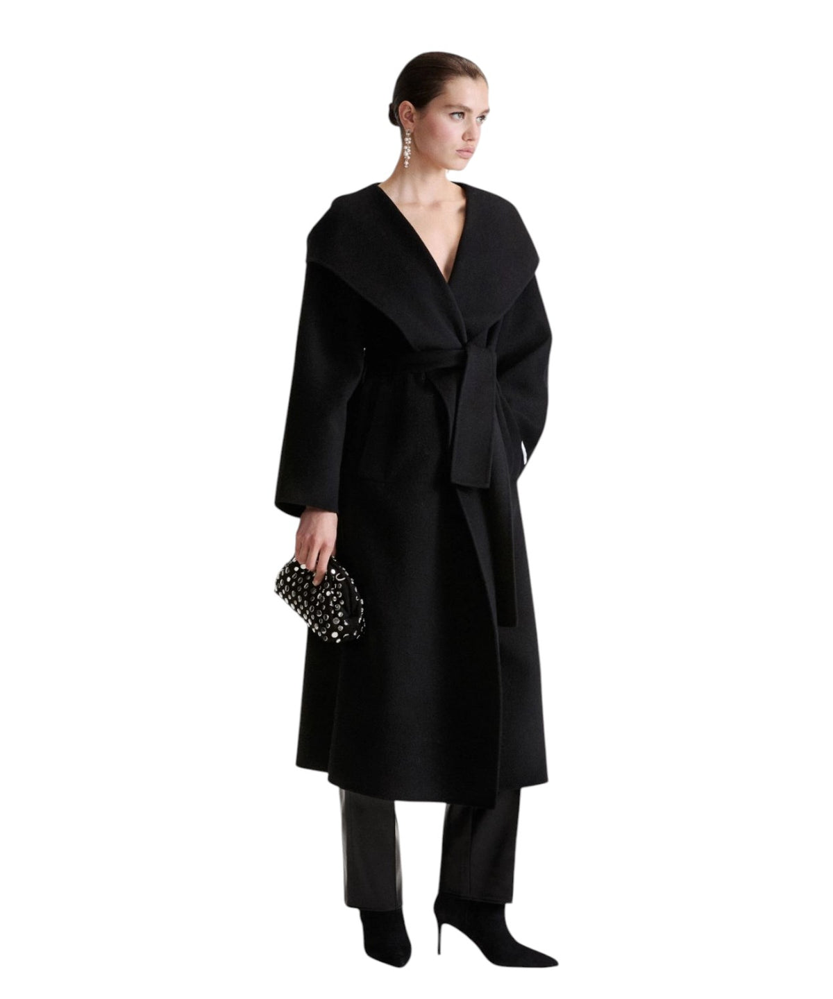 Cappotto Donna Kimono in Pura Lana Vergine con Cintura