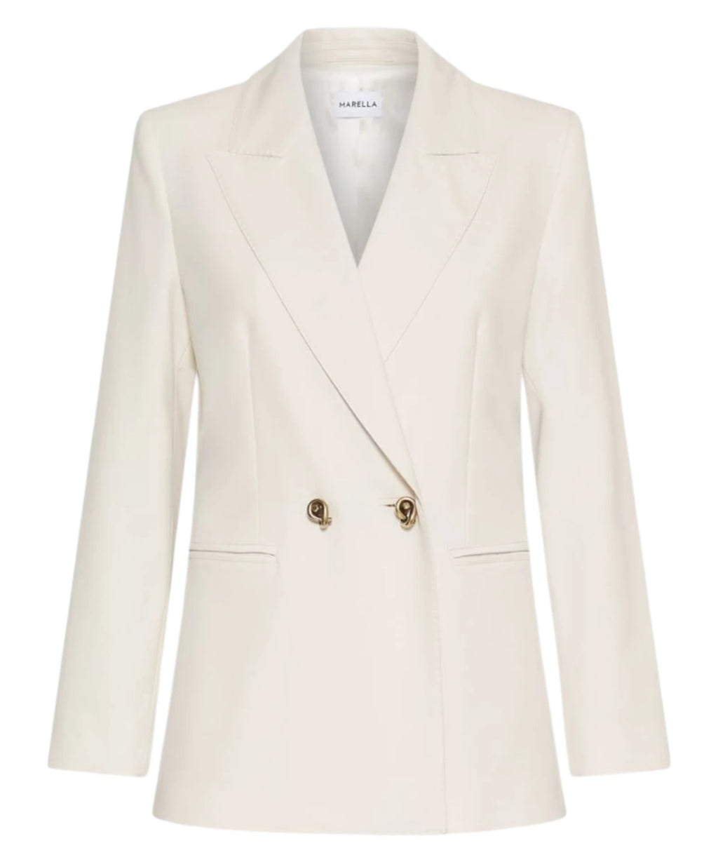 Blazer croisé en toile stretch avec boutons métalliques