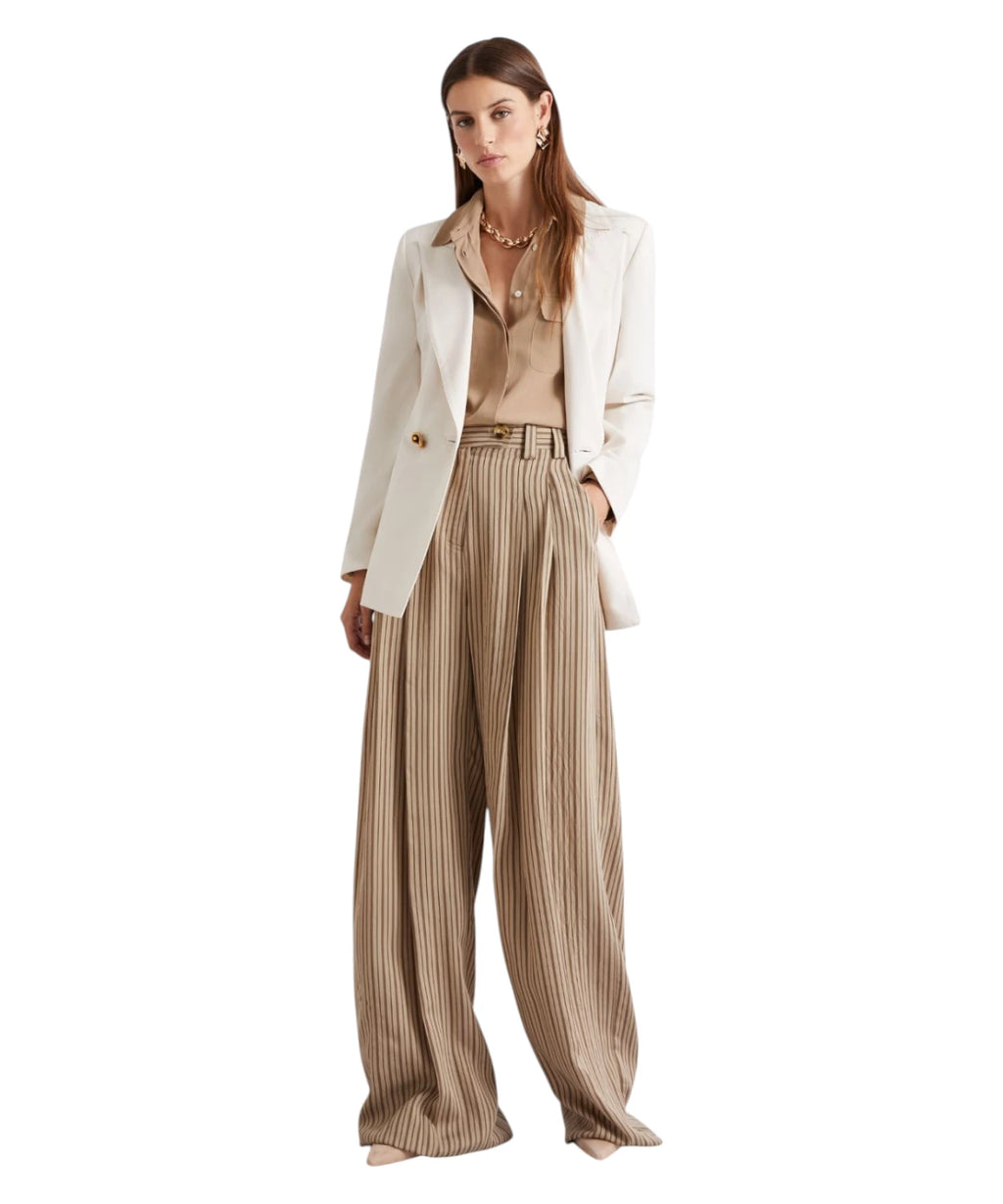 Blazer croisé en toile stretch avec boutons métalliques