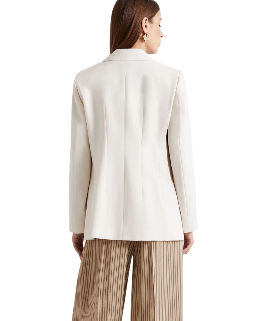 Blazer croisé en toile stretch avec boutons métalliques
