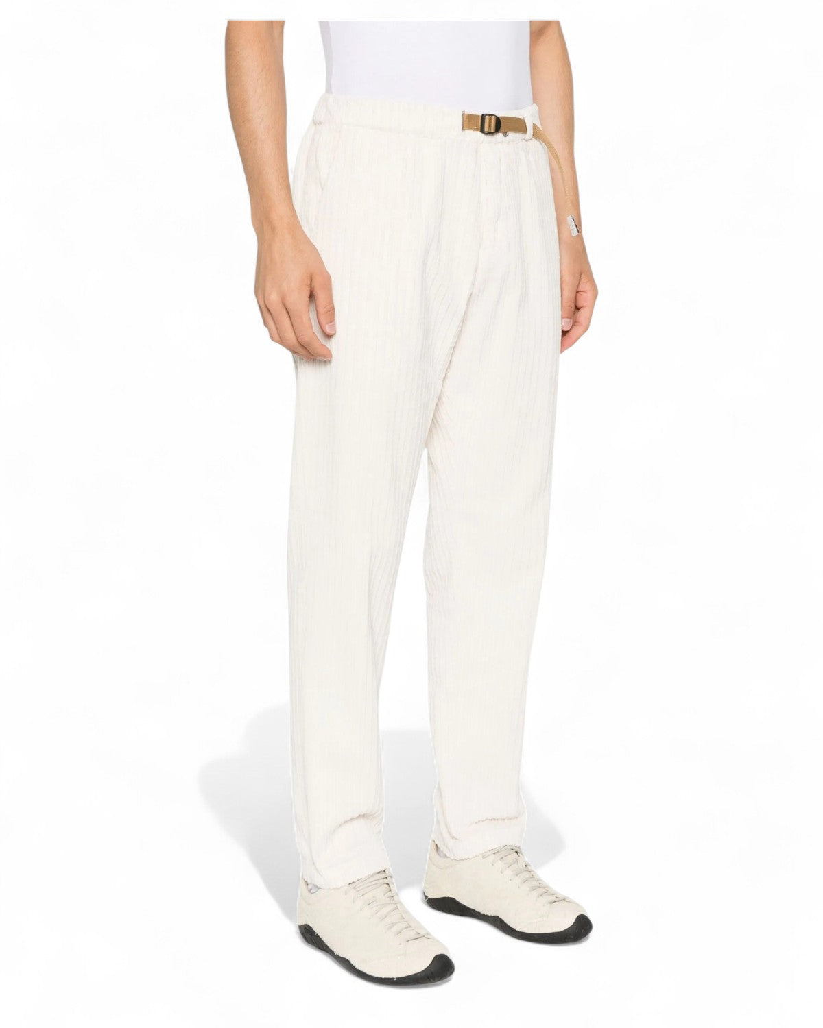 Pantaloni a coste con cintura regolabile-WHITE SAND-Pantaloni-Vittorio Citro Boutique