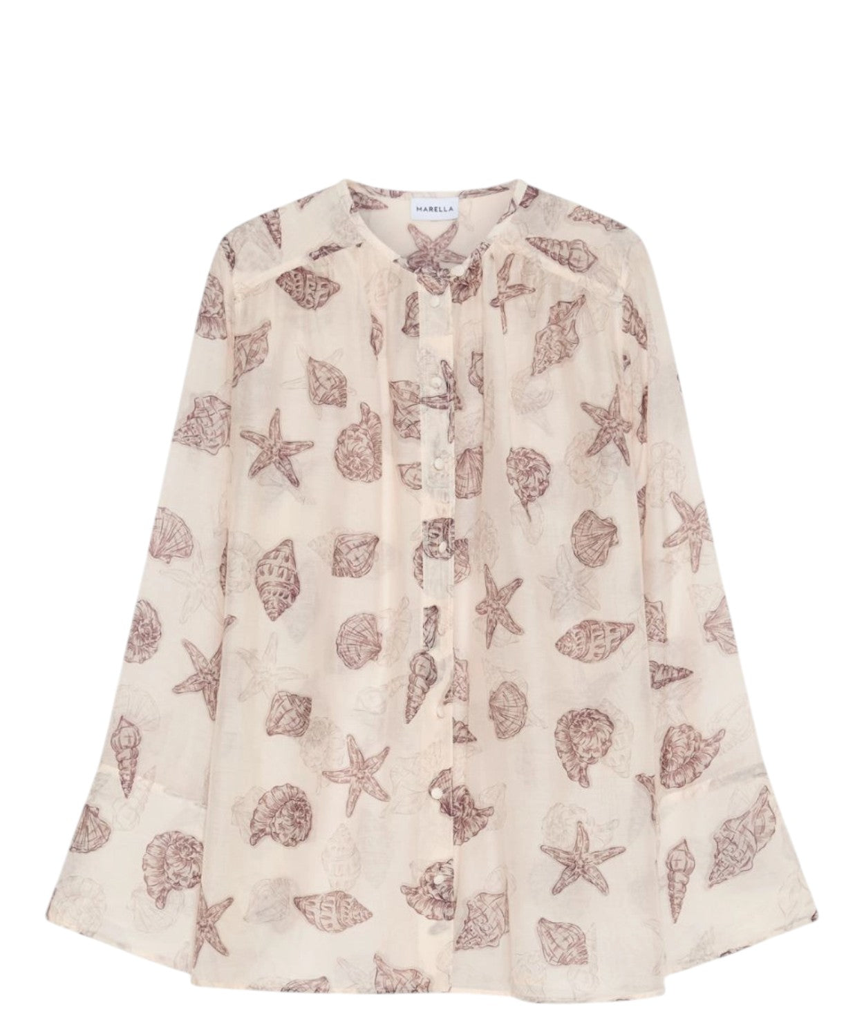 Chemise en voile de soie femme avec boutons recouverts