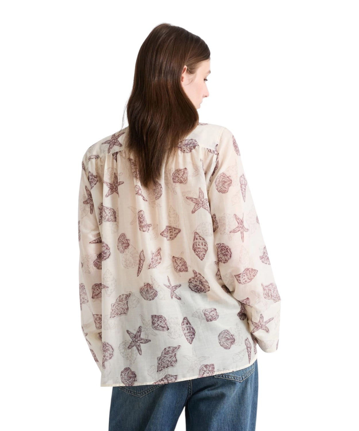 Chemise en voile de soie femme avec boutons recouverts