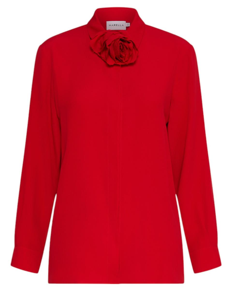 Camicia in Crêpe con Cintura a Fiore-Marella-Camicie-Vittorio Citro Boutique