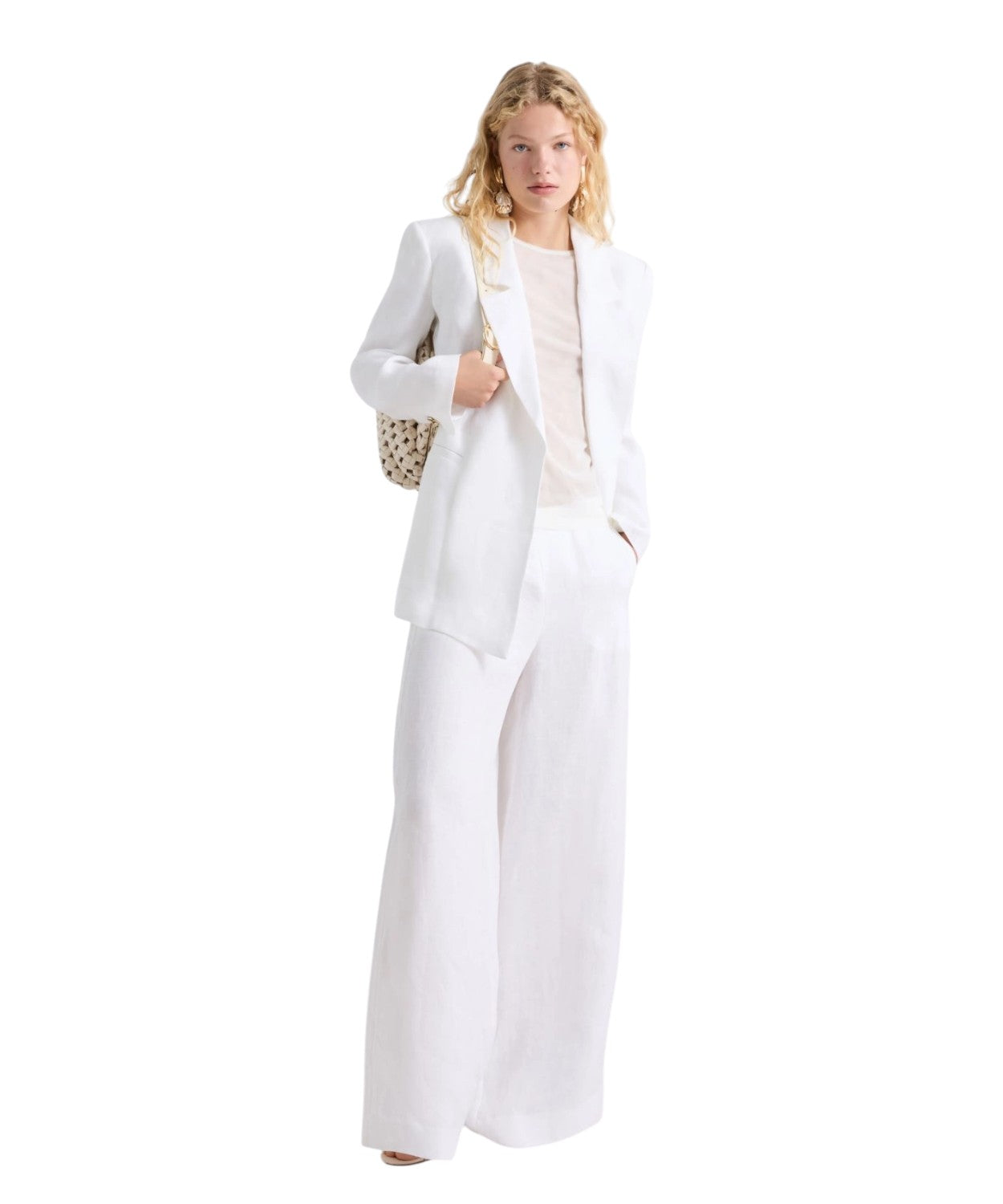 Pantalon large en lin délavé