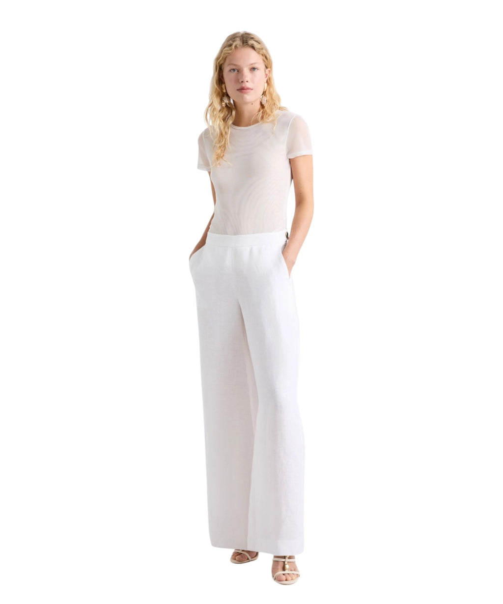 Pantalon large en lin délavé