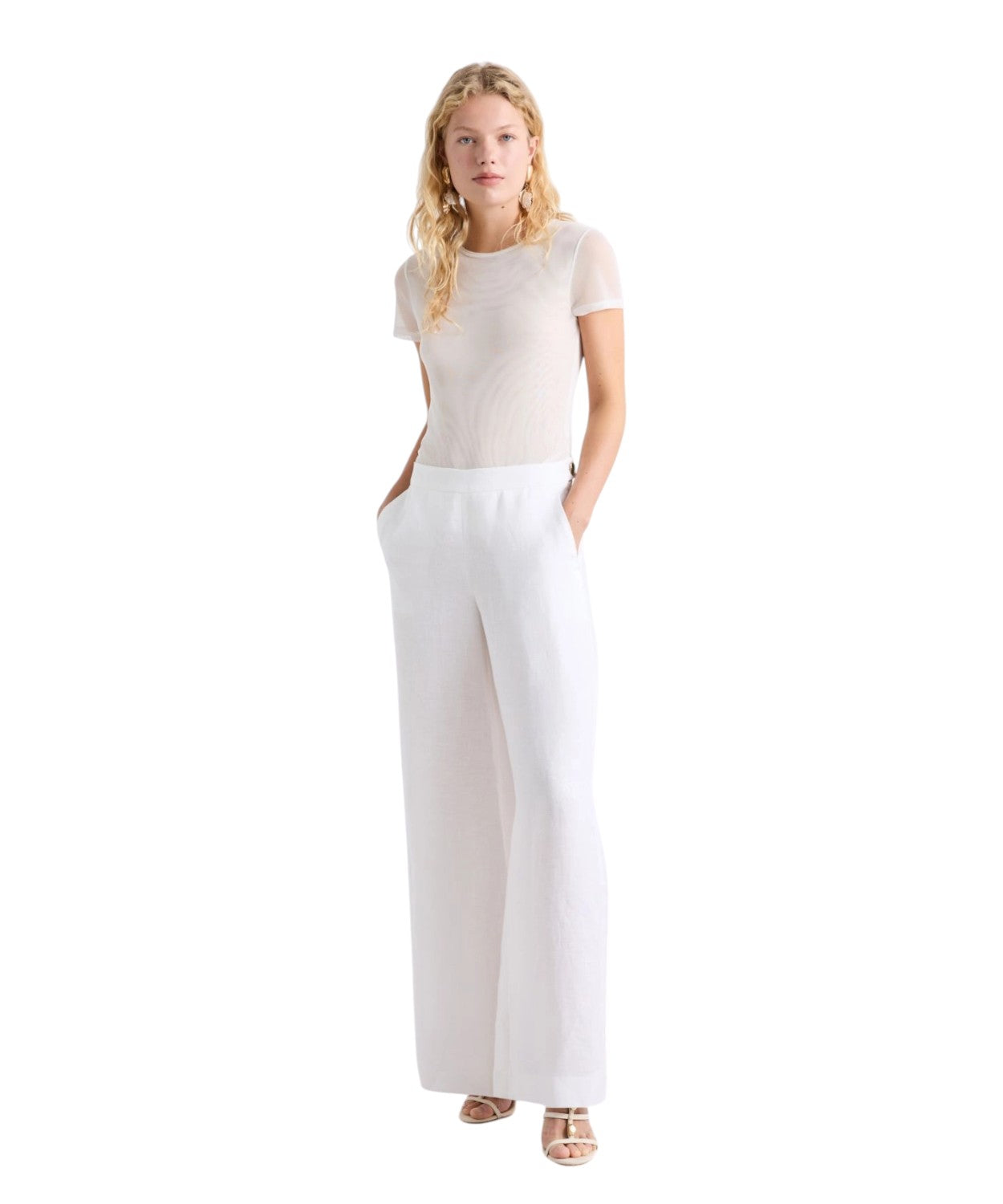 Pantalon large en lin délavé