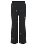 Pantaloni Teglia Flare Gessati con Ricami di Rose-Marella-Pantaloni-Vittorio Citro Boutique