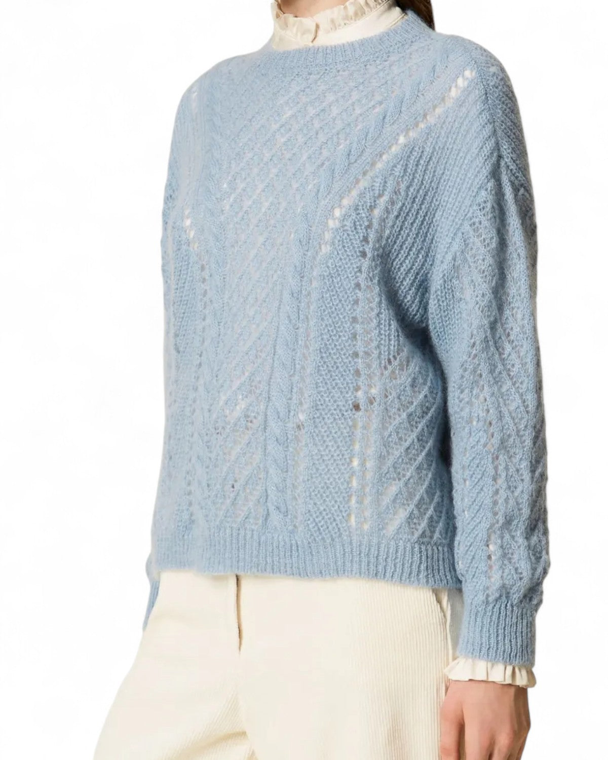 Maglione Oversize in Lana con Girocollo-Twinset-Maglieria-Vittorio Citro Boutique