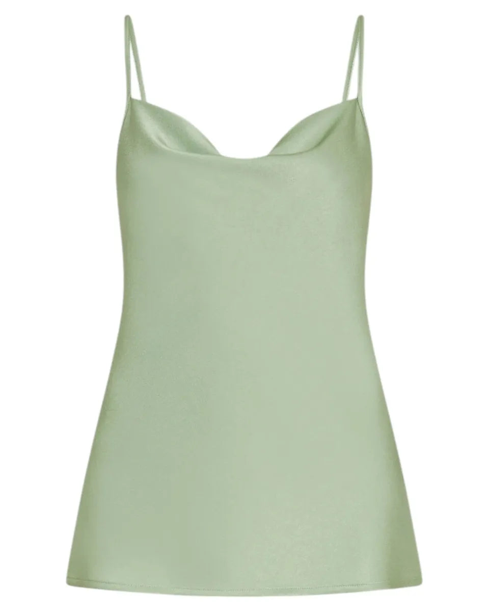 Top in Satin Verde con Drappeggio e Spalline Sottili-Marella-Top-Vittorio Citro Boutique