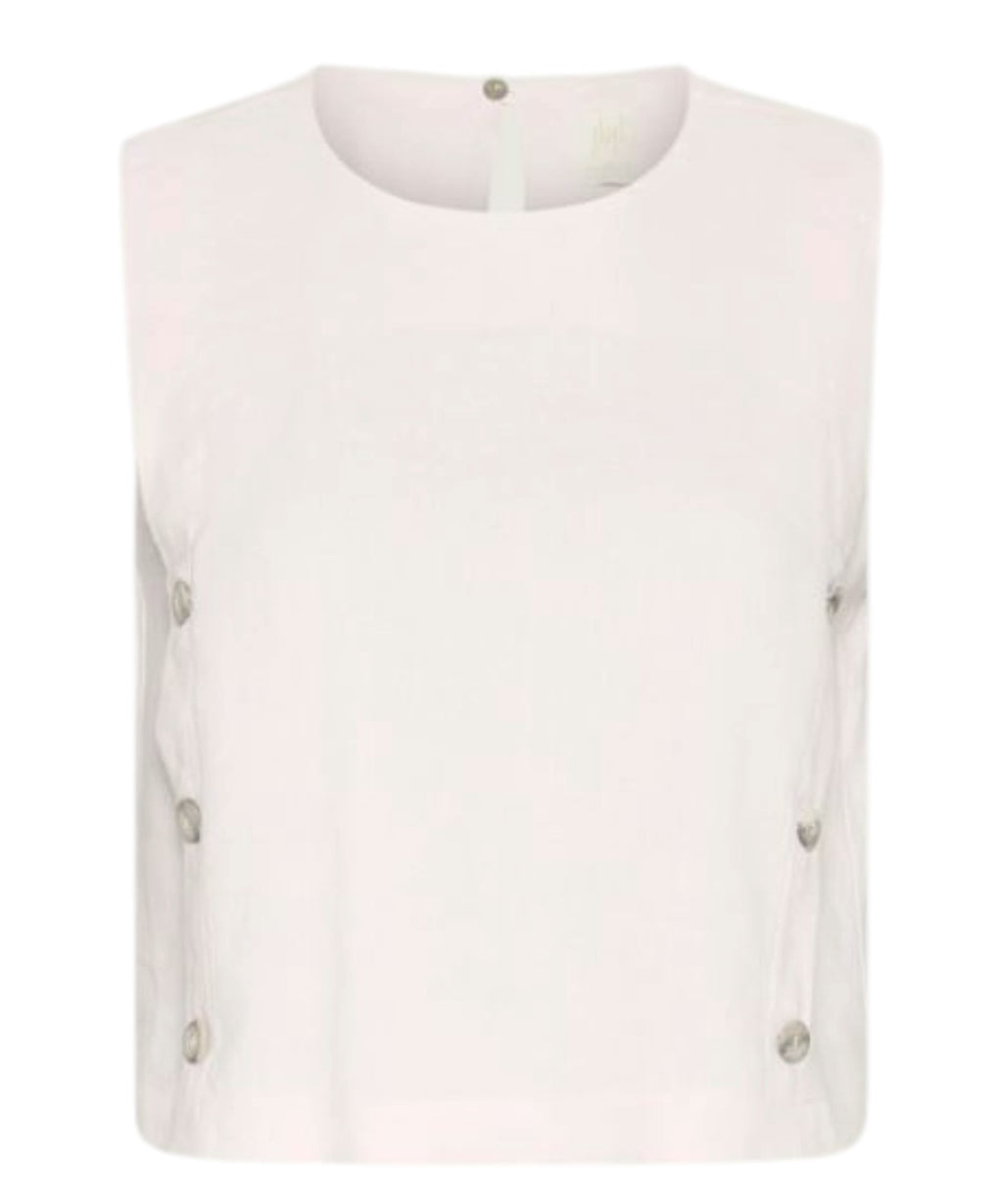 Top sans manches en lin stretch mélangé avec boutons latéraux