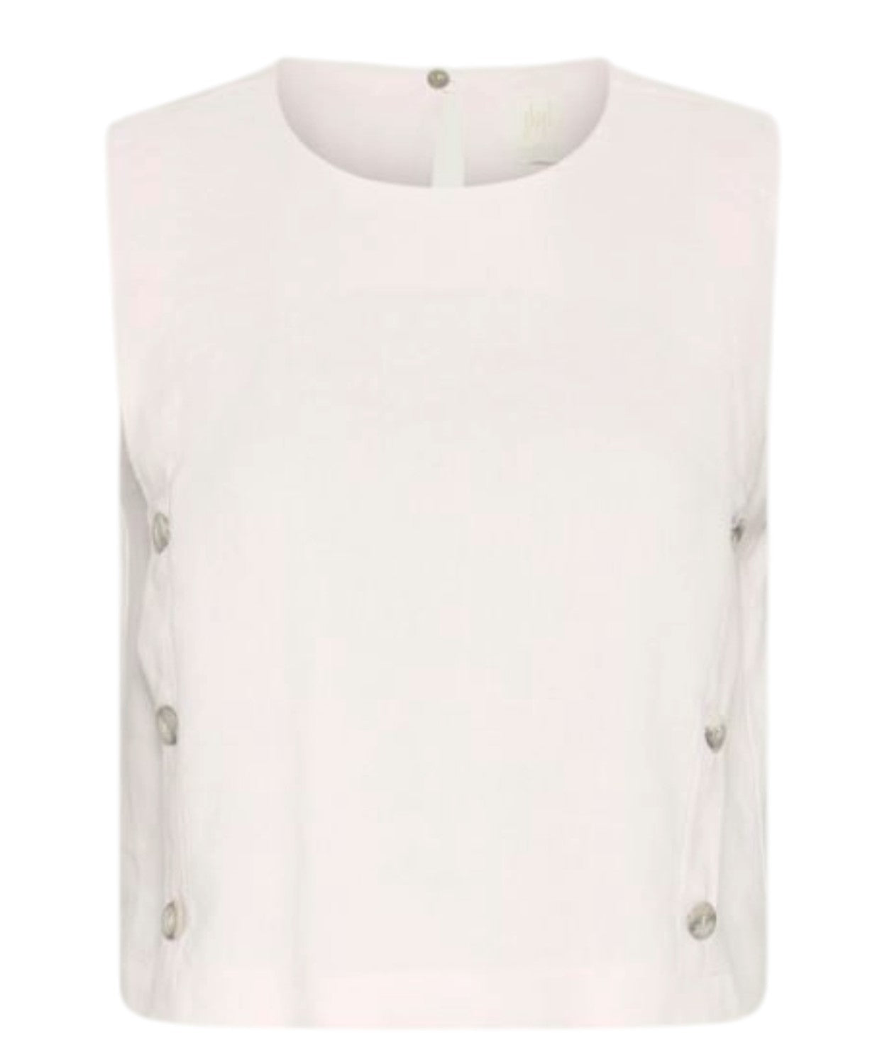 Top sans manches en lin stretch mélangé avec boutons latéraux