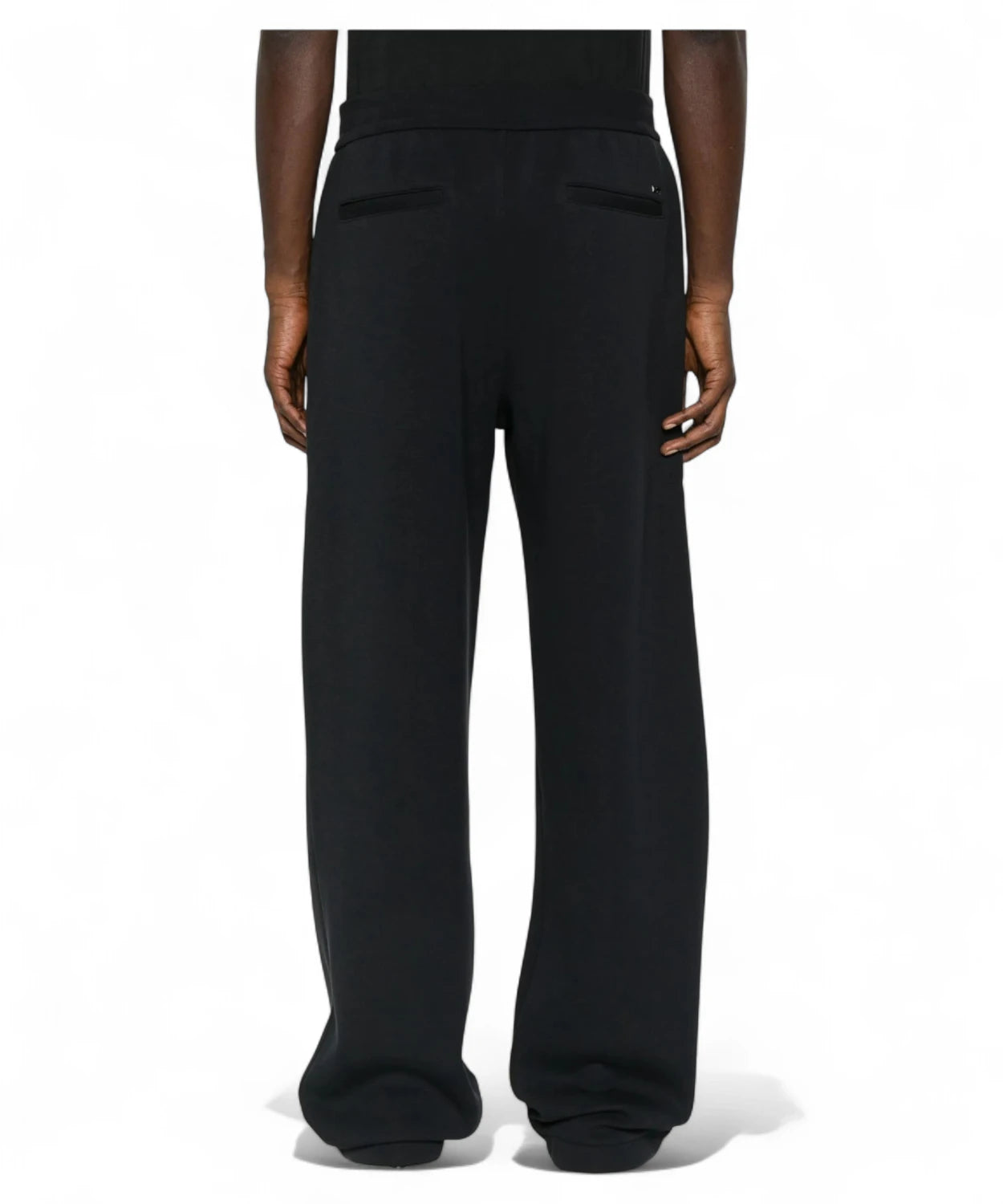 Pantaloni straight leg neri con vita elasticata e tasche laterali-Emporio Armani-Pantaloni-Vittorio Citro Boutique