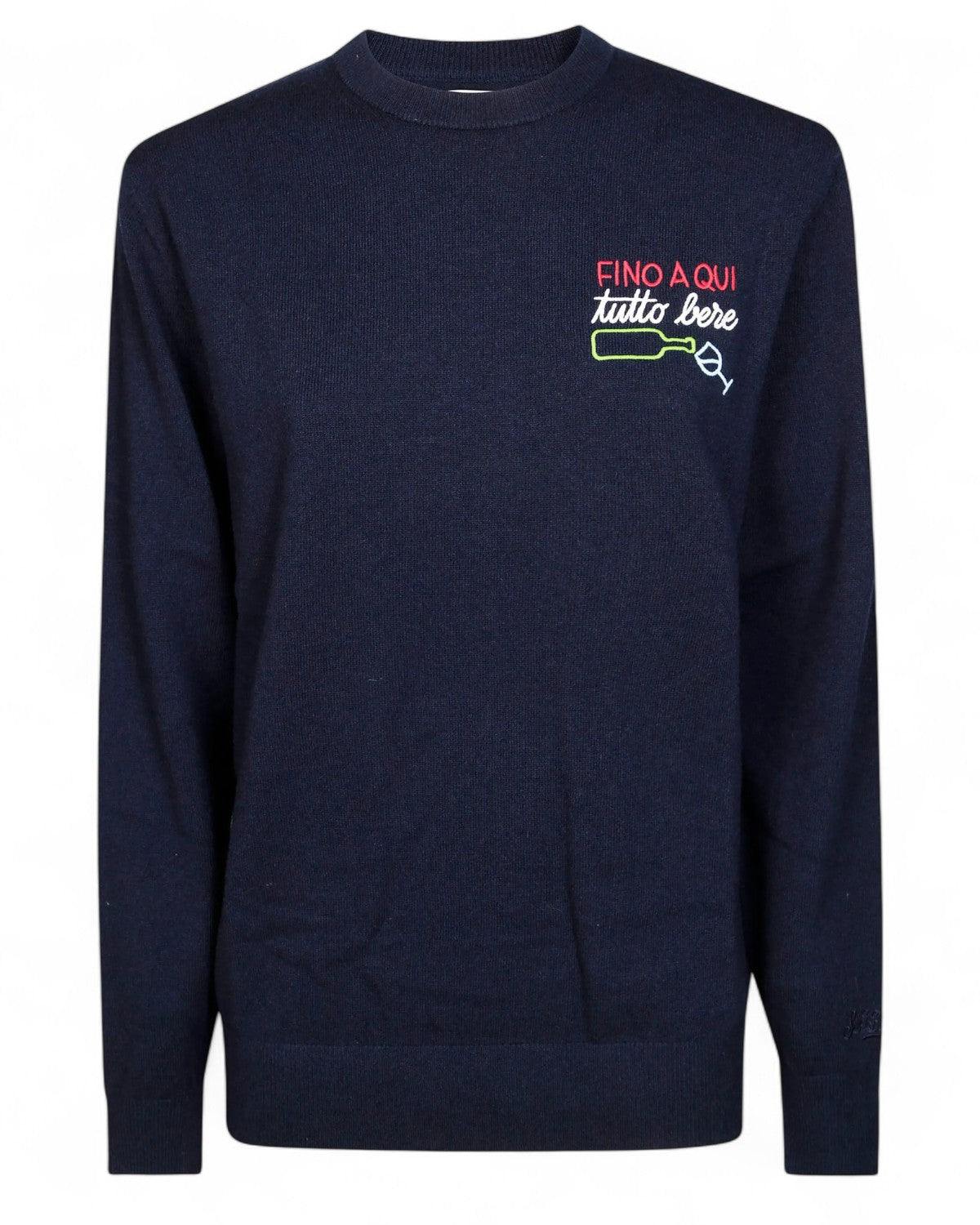 Maglione Heron Light con ricamo "Fino a qui tutto bere"-Mc2 Saint Barth-Maglieria-Vittorio Citro Boutique