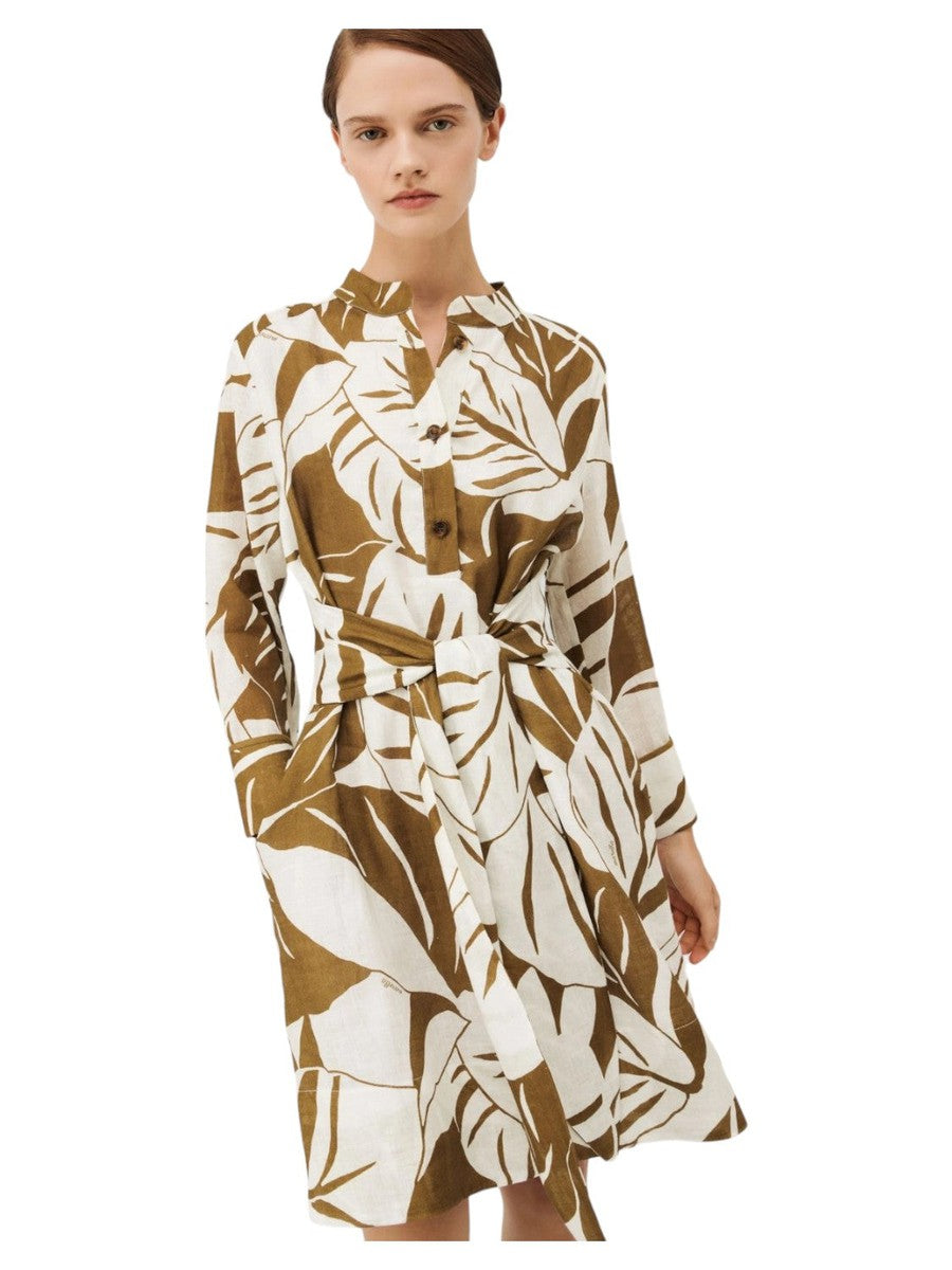 Abito Bessy a Fantasia con Fusciacca in Lino-Marella-Abiti-Vittorio Citro Boutique