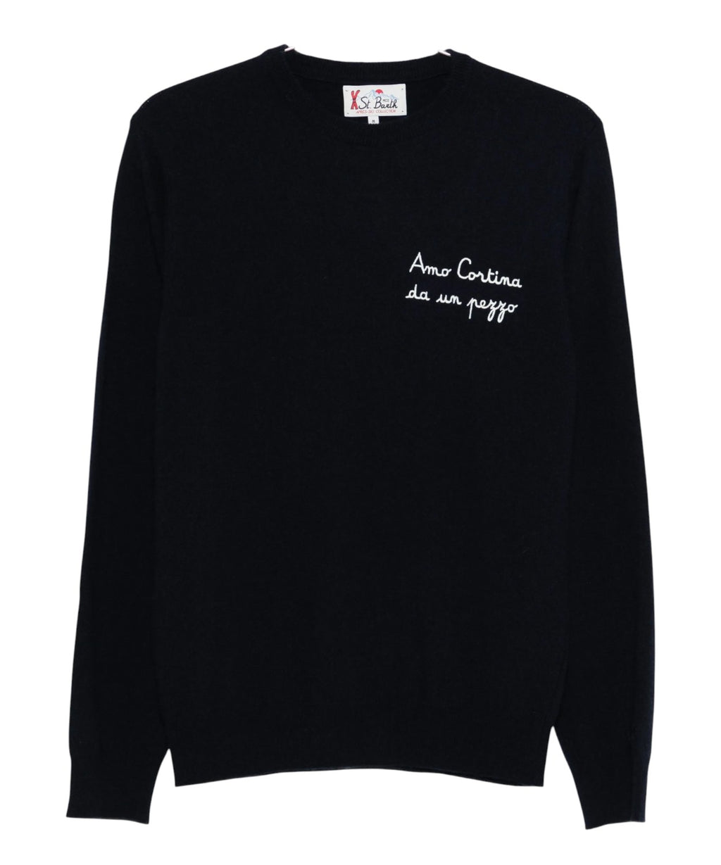 Maglione Heron Light con ricamo "Amo cortina da un pezzo"-Mc2 Saint Barth-Maglieria-Vittorio Citro Boutique