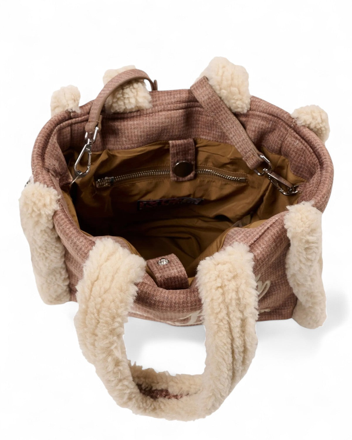 Colette Shearling Pied de Poule con manico e tracolla-Mc2 Saint Barth-Borse a spalla-Vittorio Citro Boutique