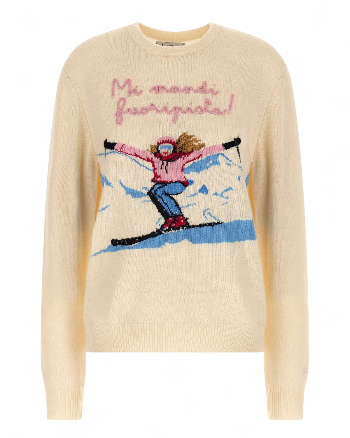 Maglione in misto cashmere con ricamo "Mi mandi fuori pista"-Mc2 Saint Barth-Maglieria-Vittorio Citro Boutique