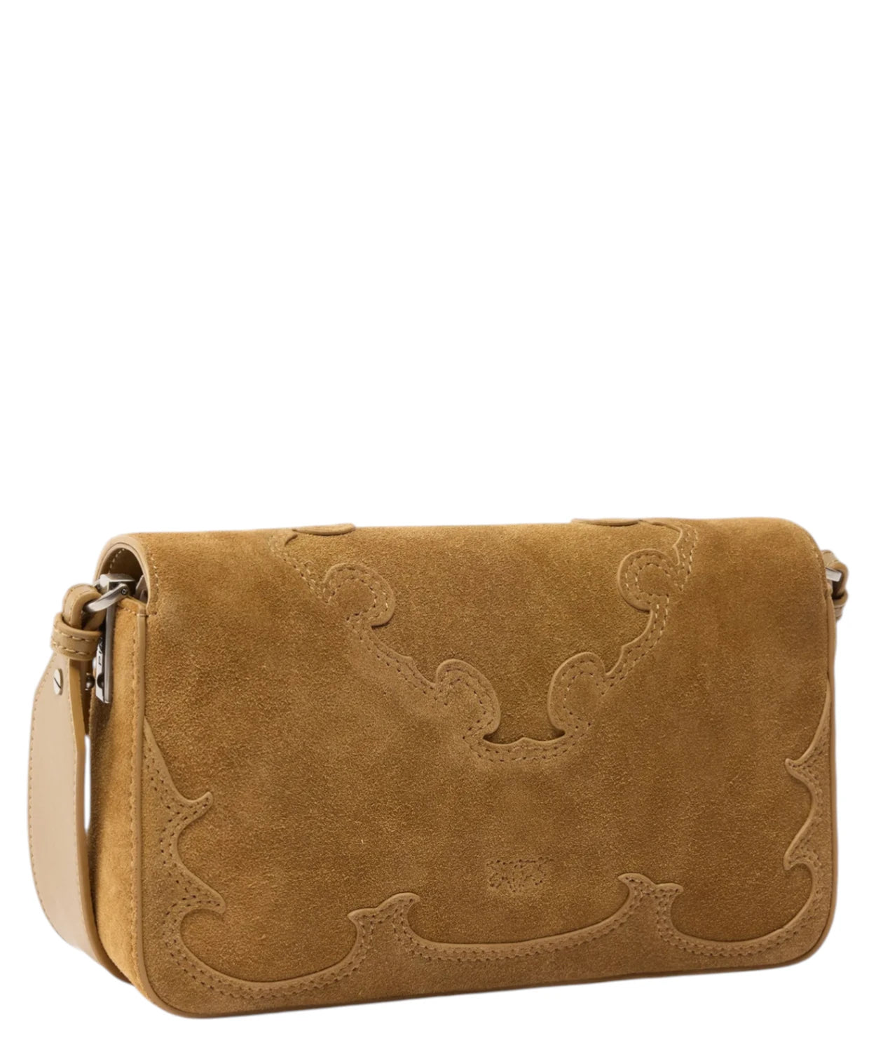 PINKO Borsa a Spalla in Suede con Intarsio
