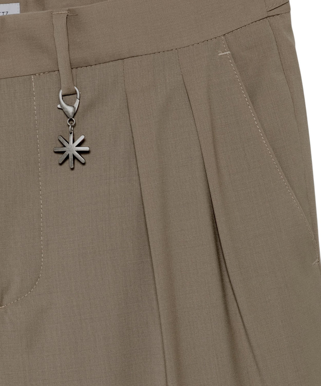 Pantalon Homme Laine Stretch Léger Beige Élégant